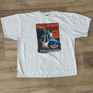 Vintage 2002 Harley Davidson Shirt Mens 2XL Gray Open Road Tour 100 Year Riding